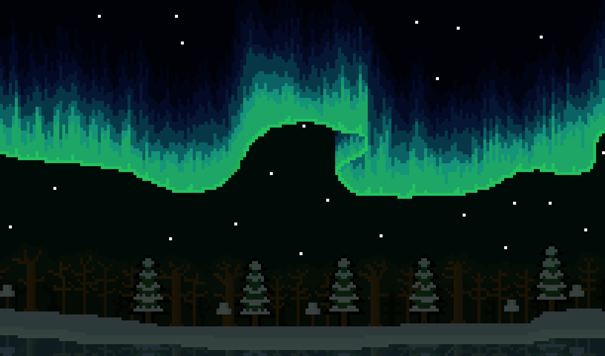 Pixelate Winter Aurora horizontal